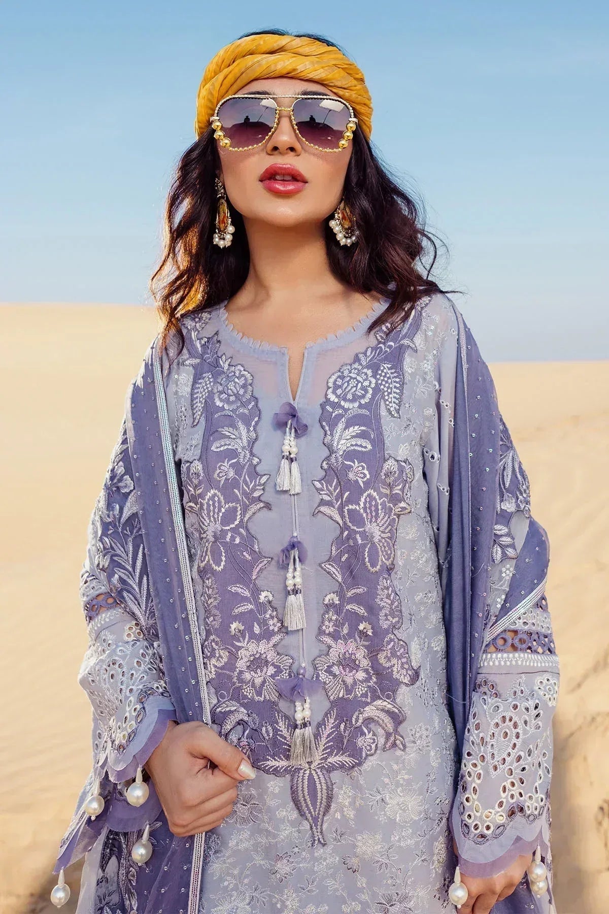 Nureh | Sehra Swiss Voil Lawn | CAMEO - NE-80 - Aqsa Fabrics
