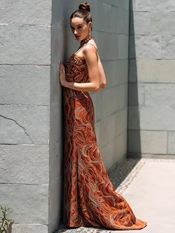 Epoque | Ciel Luxury Couture | Ochre - Aqsa Fabrics