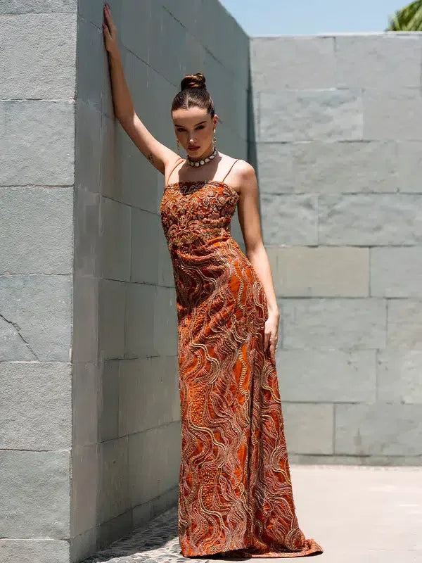 Epoque | Ciel Luxury Couture | Ochre - Aqsa Fabrics