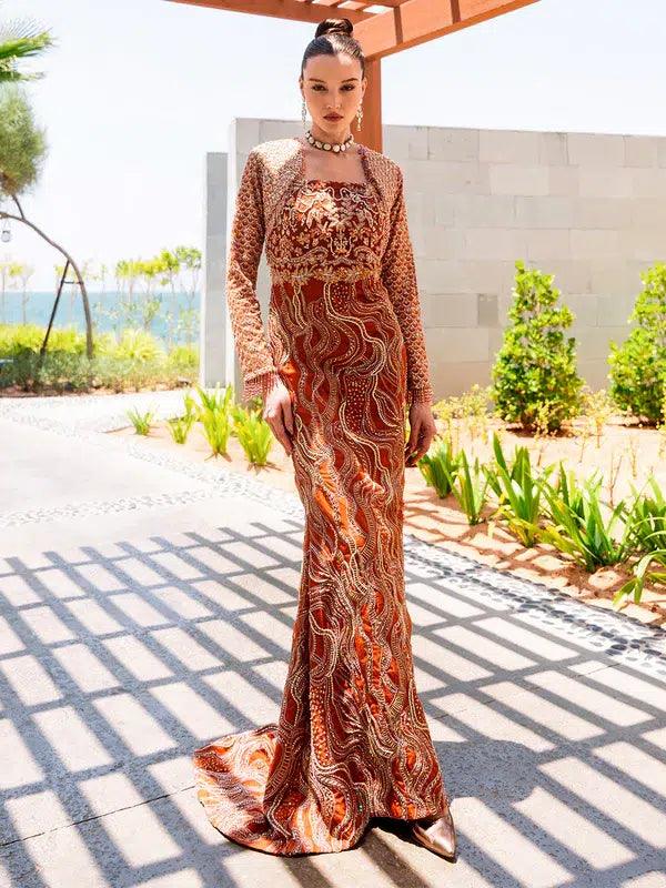 Epoque | Ciel Luxury Couture | Ochre - Aqsa Fabrics