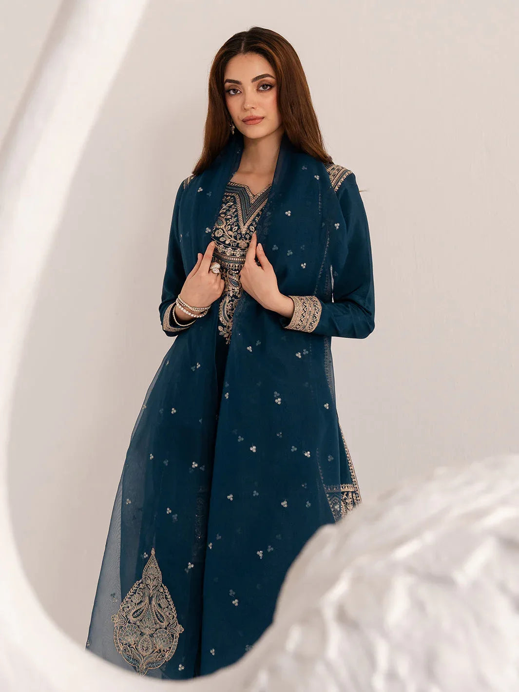Izel | The Silk Chapter | Ocean - Aqsa Fabrics