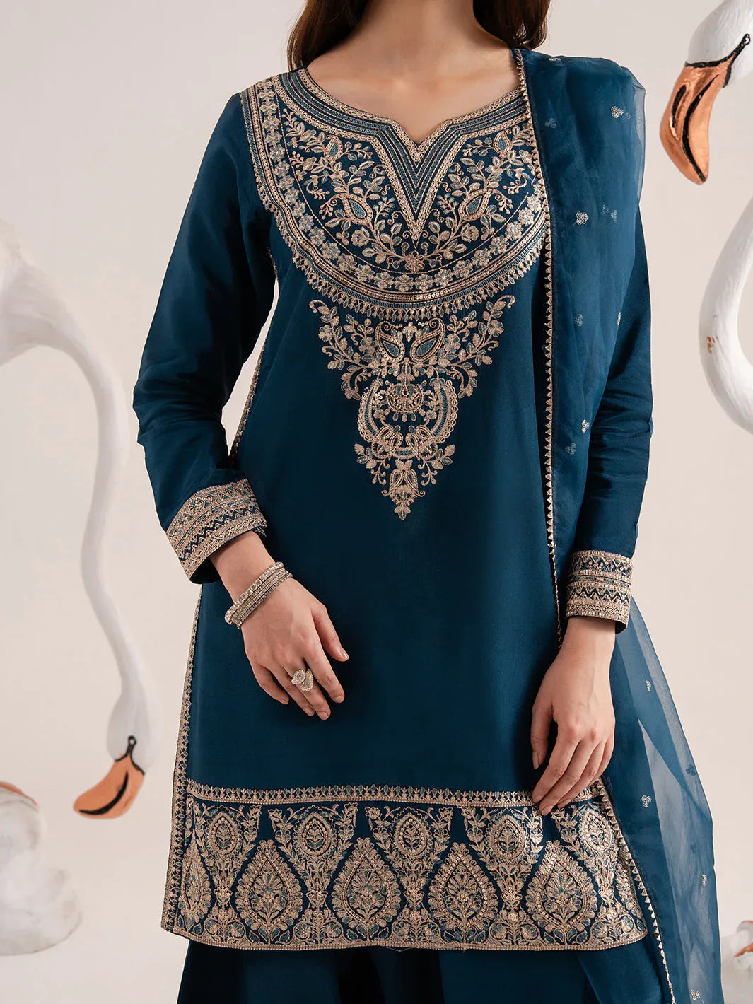 Izel | The Silk Chapter | Ocean - Aqsa Fabrics