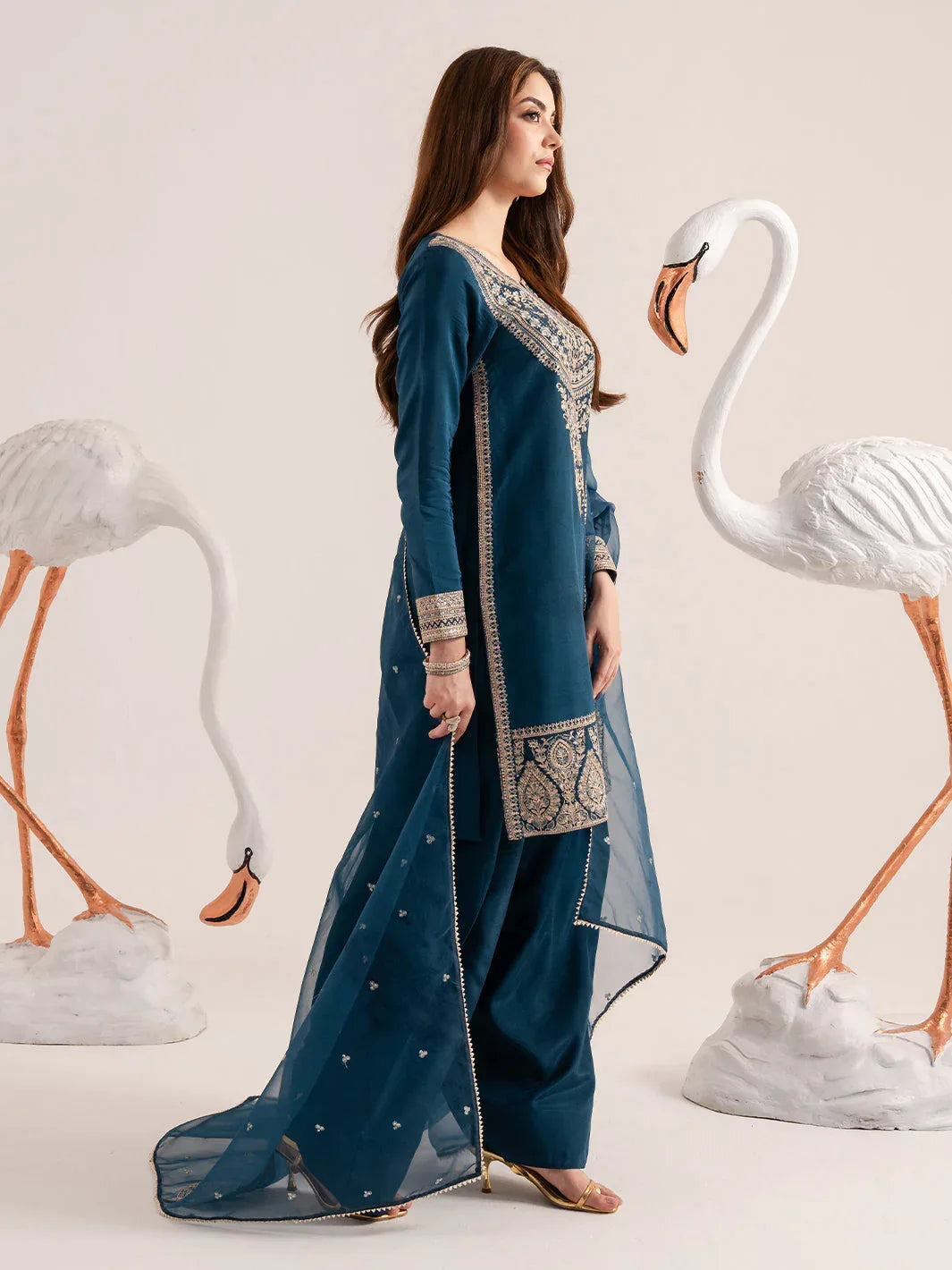 Izel | The Silk Chapter | Ocean - Aqsa Fabrics