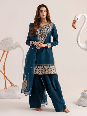 Izel | The Silk Chapter | Ocean - Aqsa Fabrics