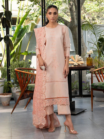 Izel | Meadow Muse Embroidered Lawn 25 | PEACHLIGHT - Aqsa Fabrics