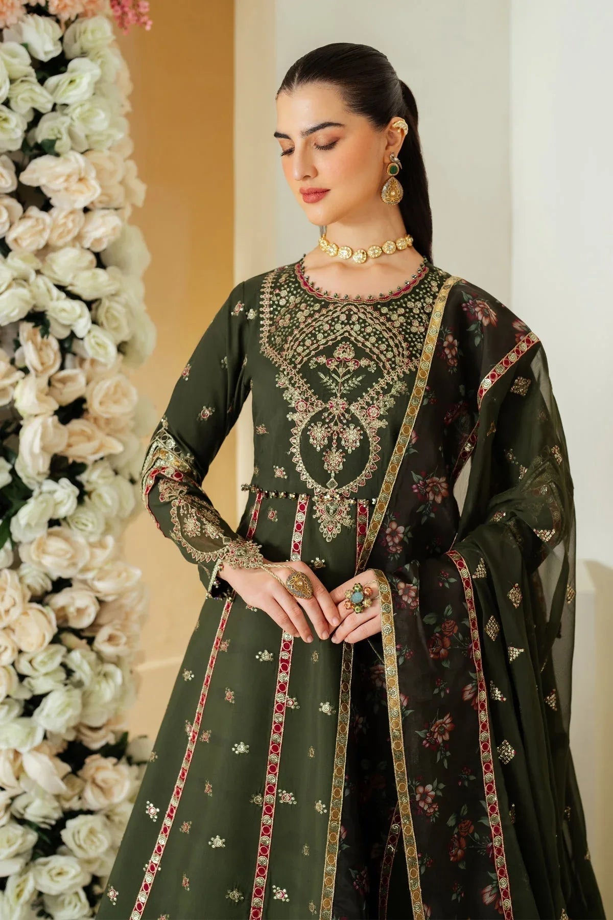 Alizeh | Luxury Raw Silk | AF-RS-03-PINE - Aqsa Fabrics
