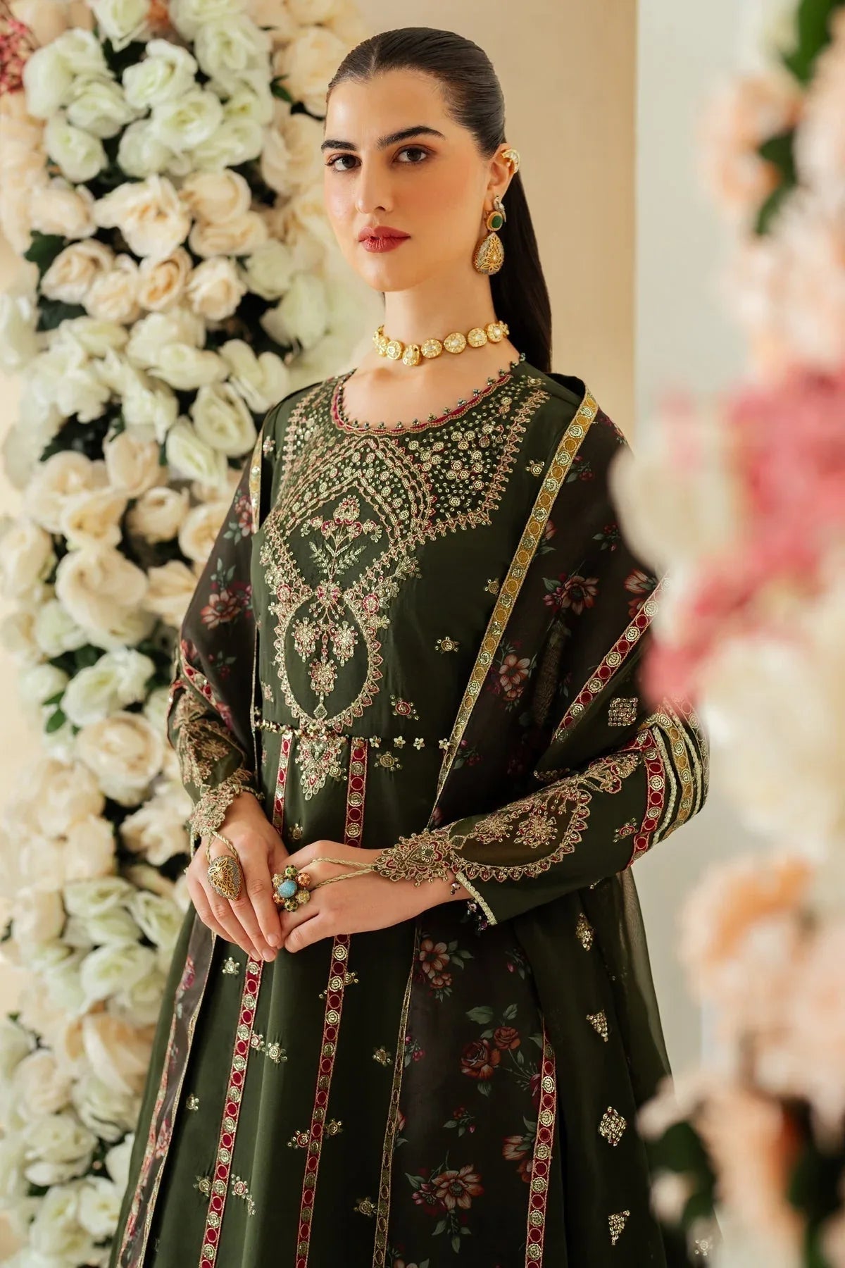 Alizeh | Luxury Raw Silk | AF-RS-03-PINE - Aqsa Fabrics