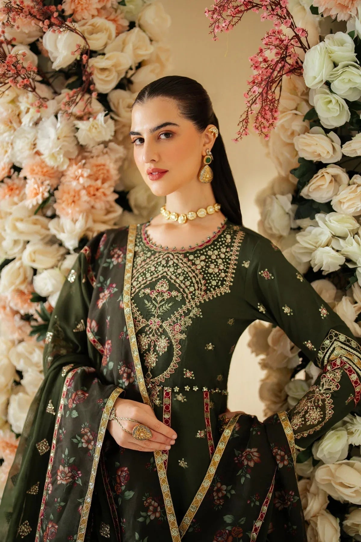 Alizeh | Luxury Raw Silk | AF-RS-03-PINE - Aqsa Fabrics