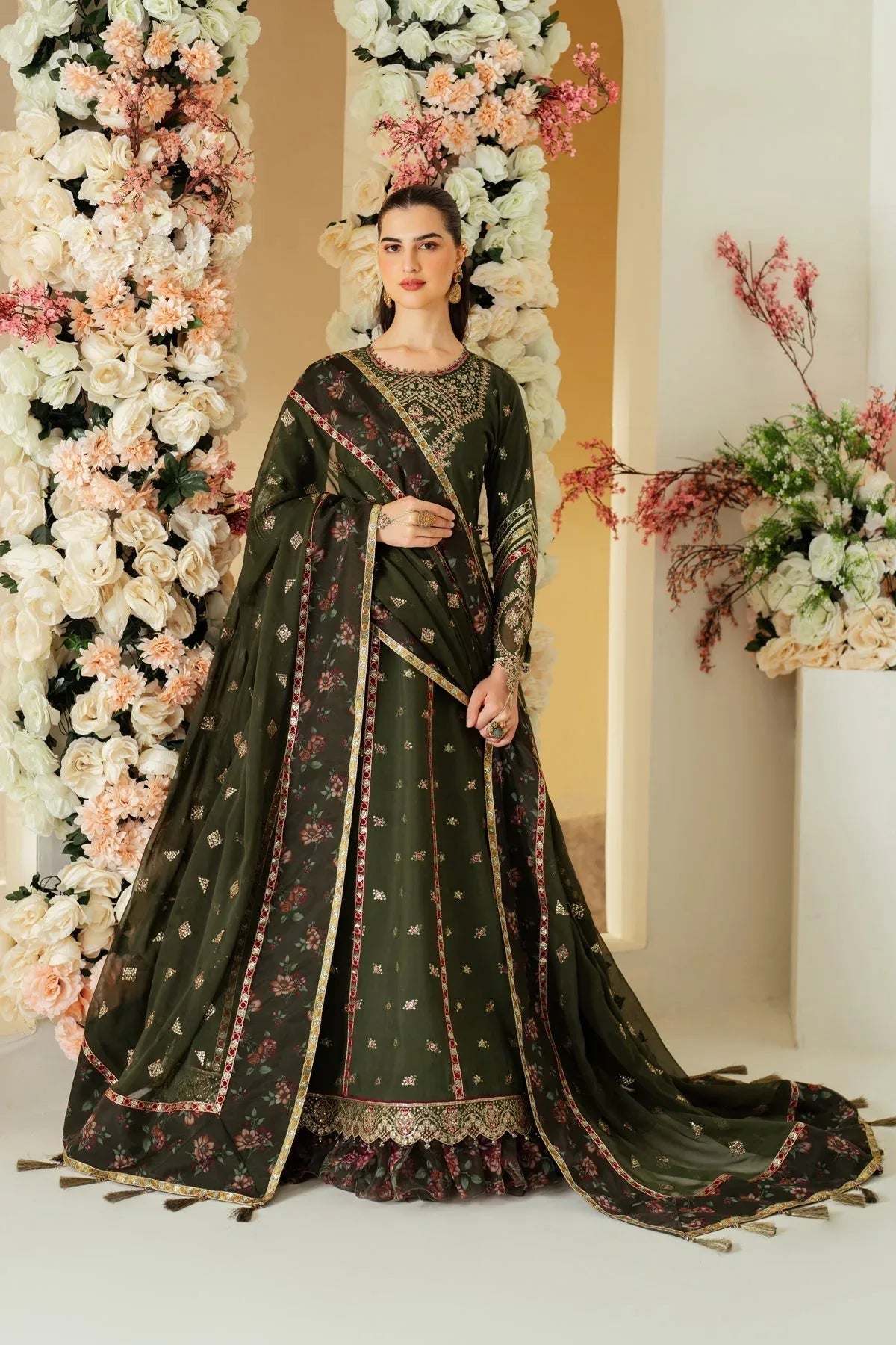Alizeh | Luxury Raw Silk | AF-RS-03-PINE - Aqsa Fabrics