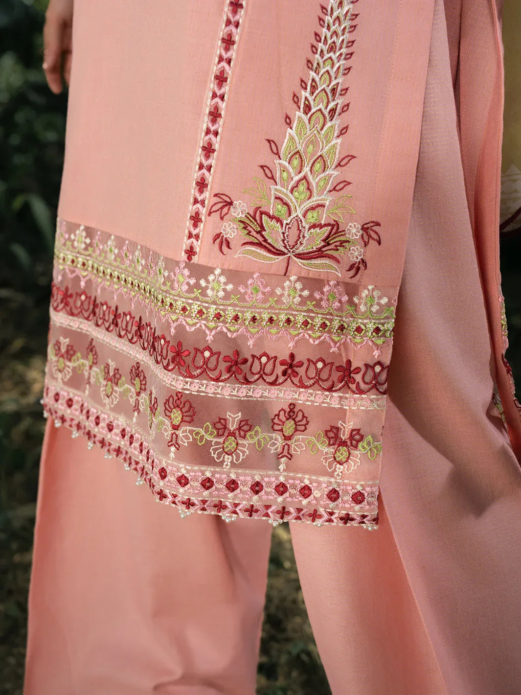 Hemstitch | The Garden Lawn | Pinky Peony - Aqsa Fabrics