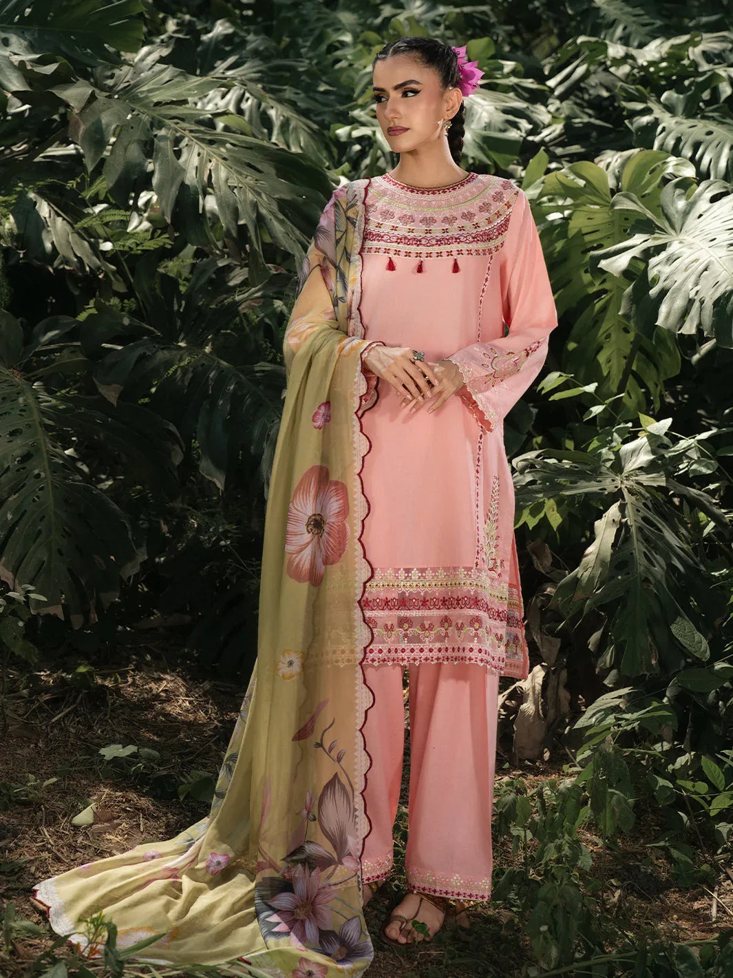 Hemstitch | The Garden Lawn | Pinky Peony - Aqsa Fabrics