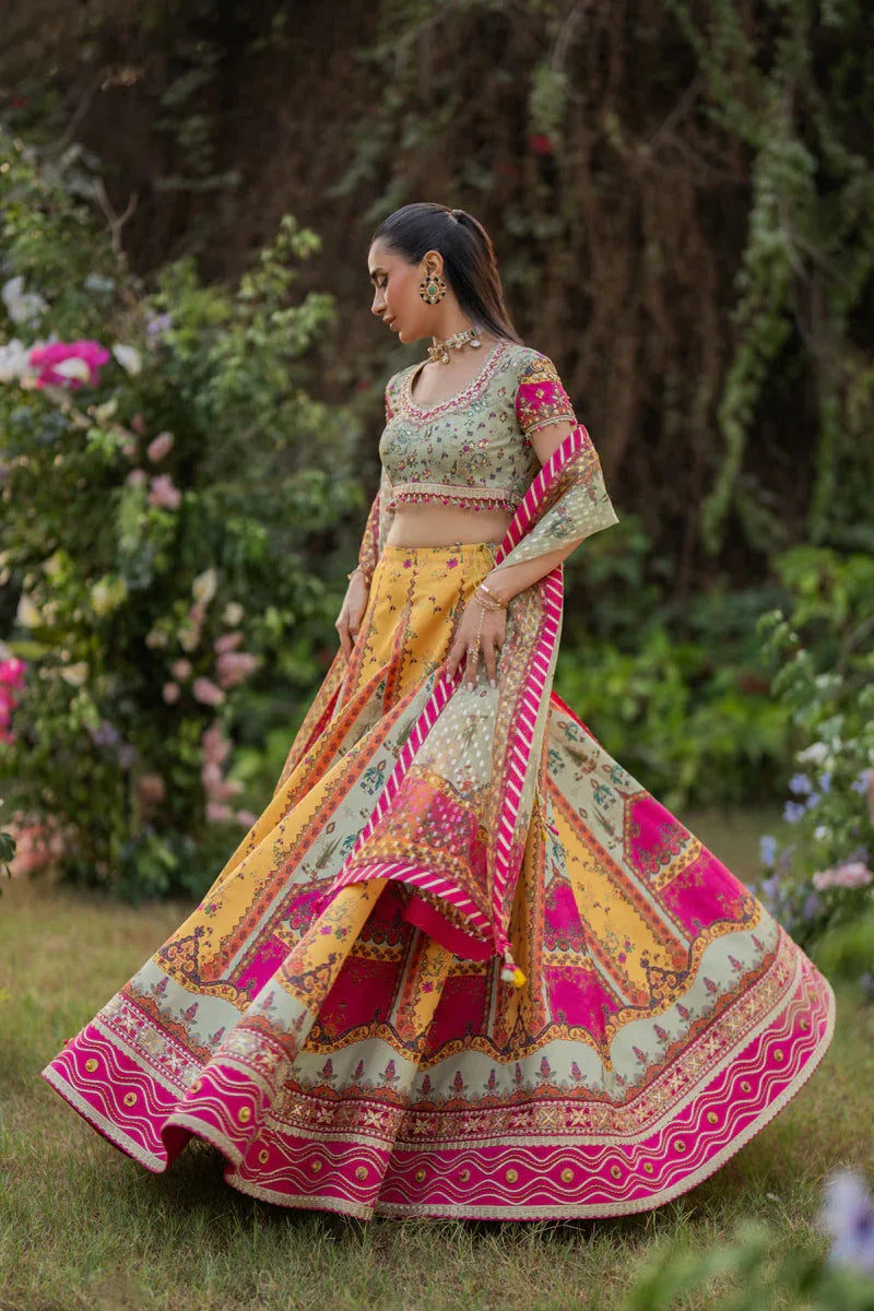Qalamkar | Luxe Silk |  UA-08 LUNA - Aqsa Fabrics