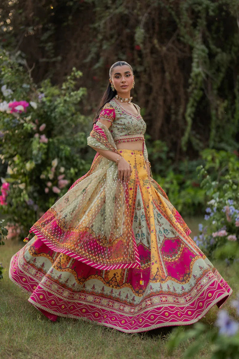 Qalamkar | Luxe Silk |  UA-08 LUNA - Aqsa Fabrics