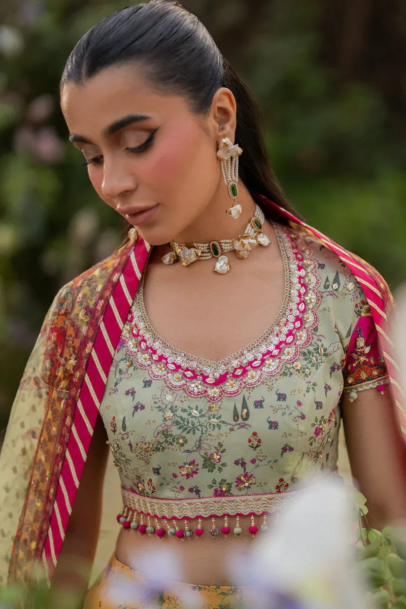 Qalamkar | Luxe Silk |  UA-08 LUNA - Aqsa Fabrics