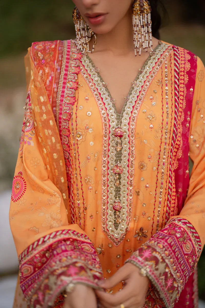 Qalamkar | Luxe Silk |  UA-05 FIORE - Aqsa Fabrics