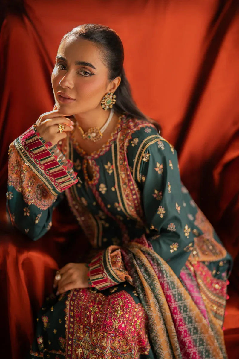 Qalamkar | Luxe Silk |  UA-02 NINA - Aqsa Fabrics