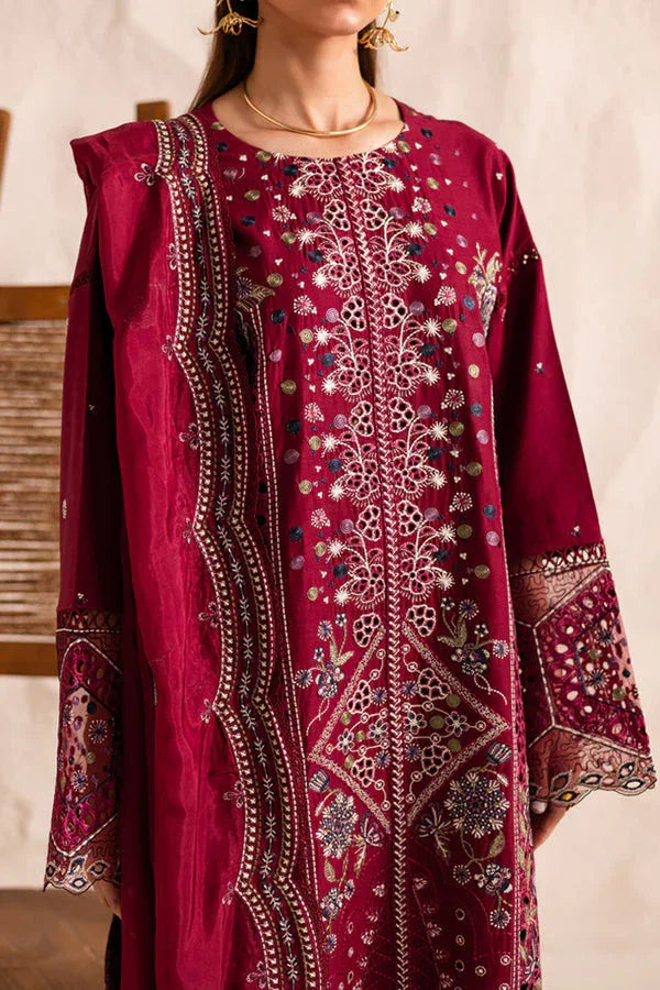 Marjjan | Guzel Lawn | SMC 204-B (Maroon) - Aqsa Fabrics