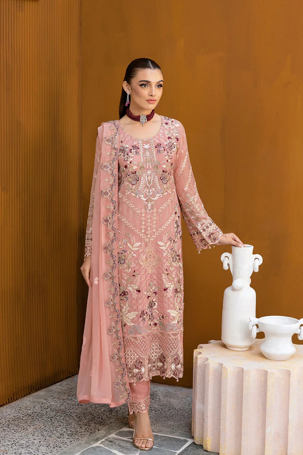 Ramsha | Chevron Chiffon Collection | A-1005 - Aqsa Fabrics