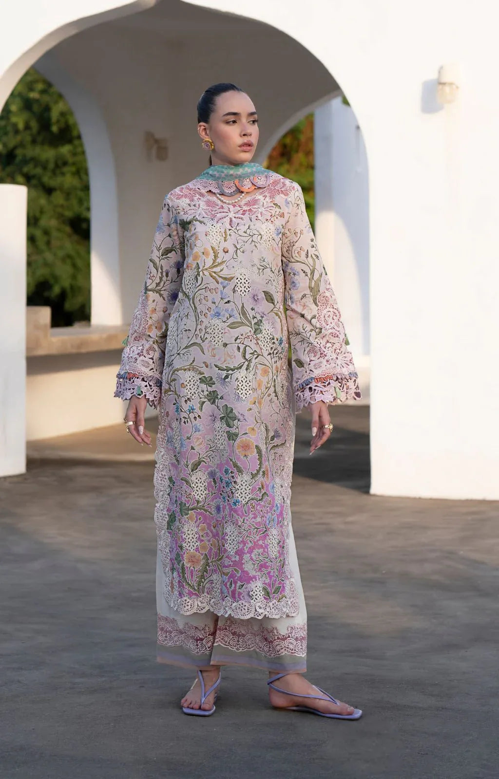 AJR Couture | Printakari Lawn 25 | Rose - Aqsa Fabrics