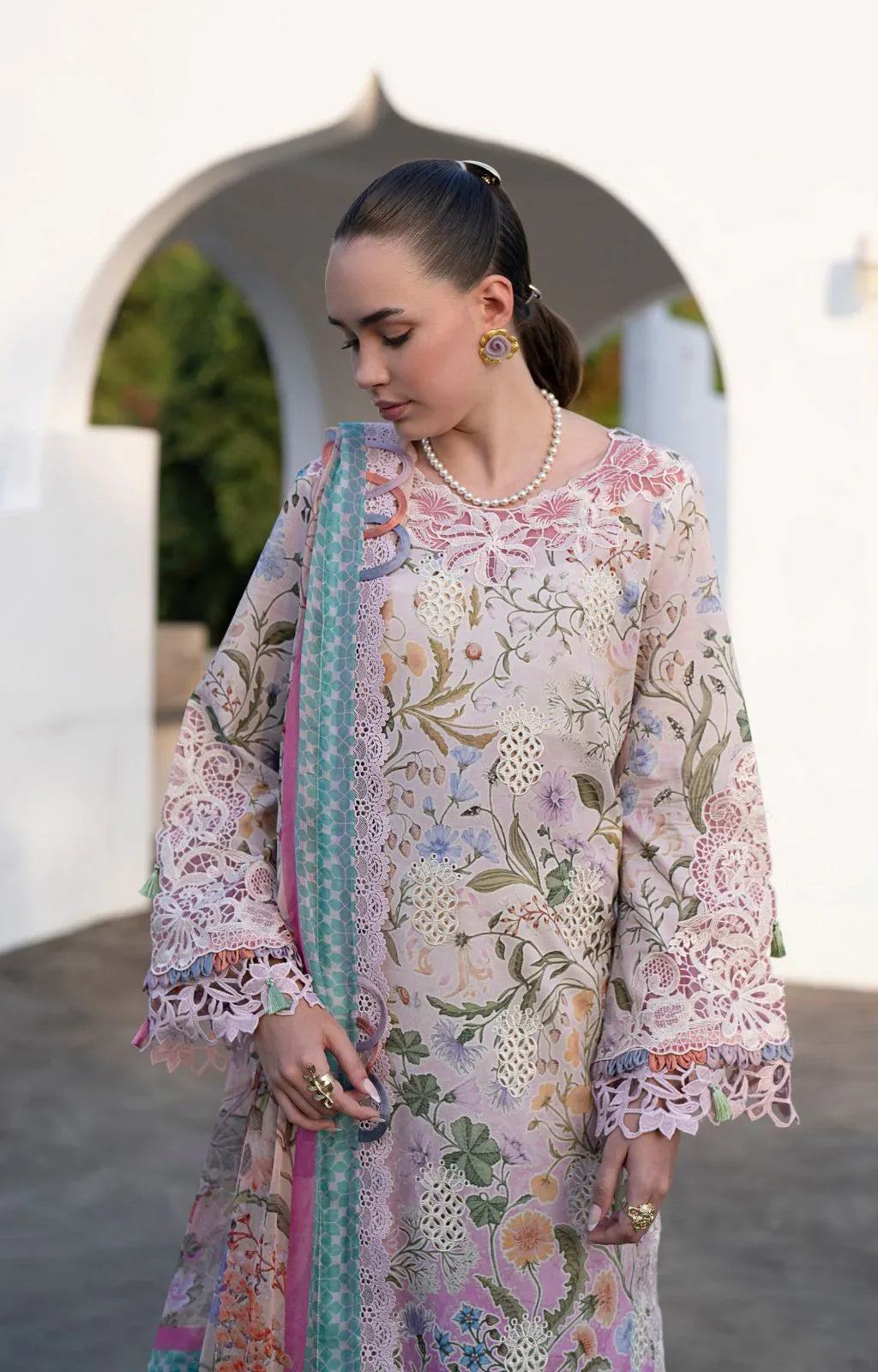 AJR Couture | Printakari Lawn 25 | Rose - Aqsa Fabrics