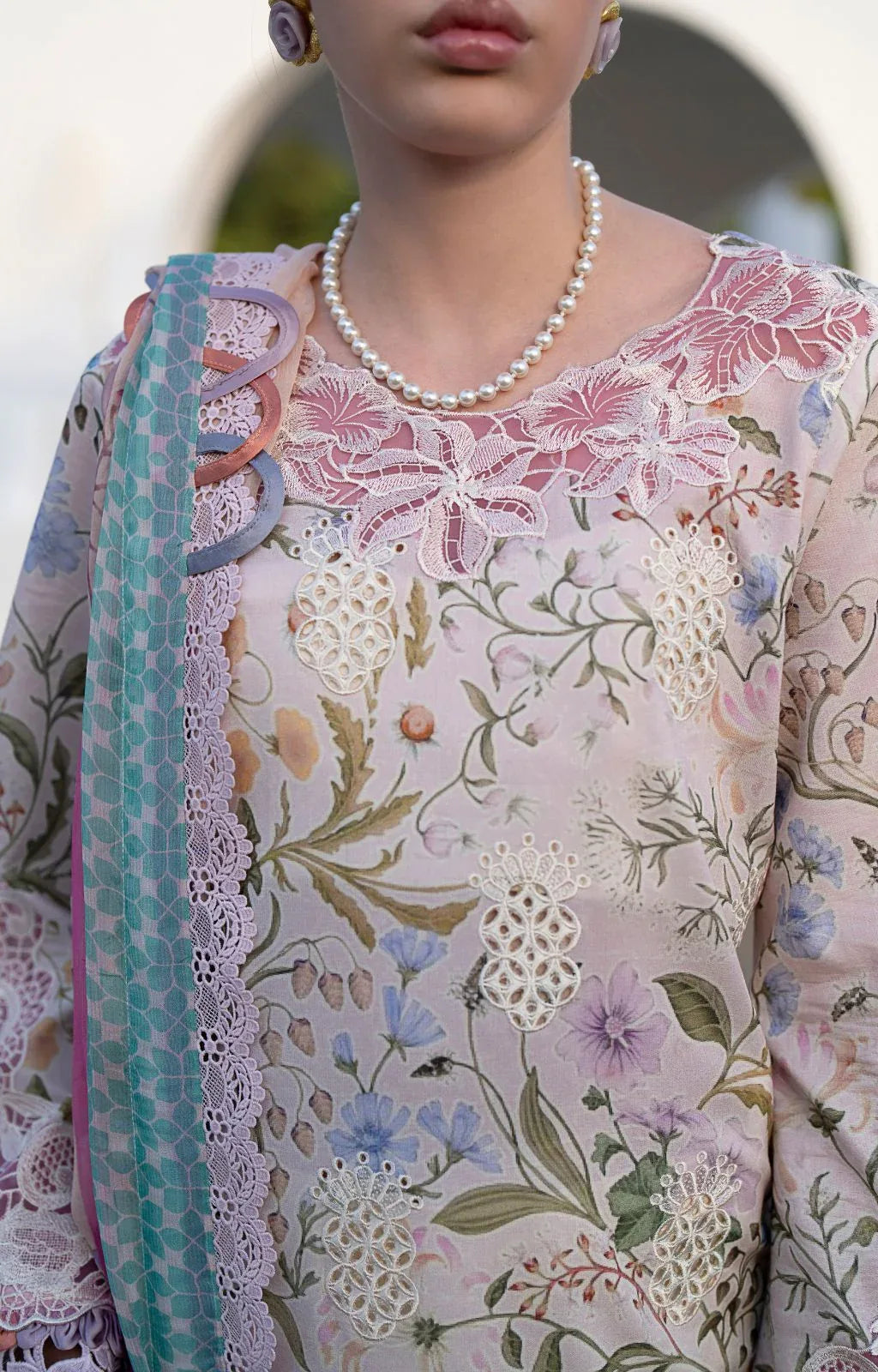AJR Couture | Printakari Lawn 25 | Rose - Aqsa Fabrics