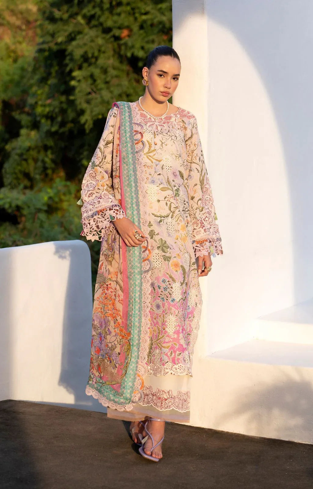 AJR Couture | Printakari Lawn 25 | Rose - Aqsa Fabrics