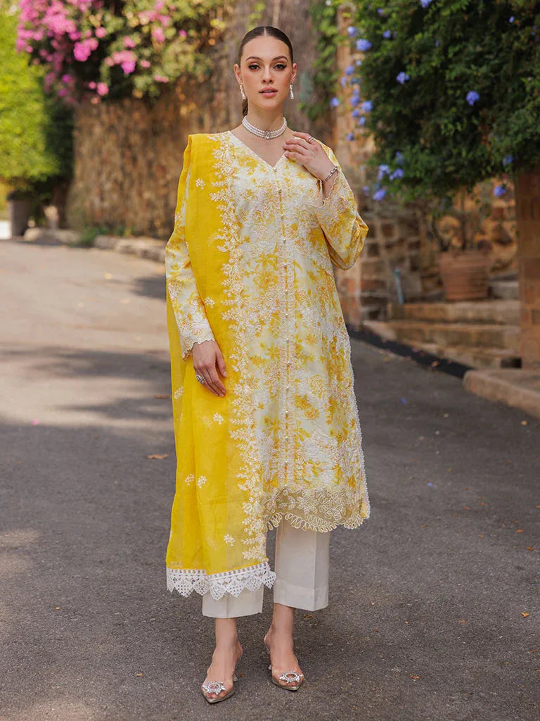 Rajbari | Floral Symphony Lawn 25 | RB-01 - Aqsa Fabrics