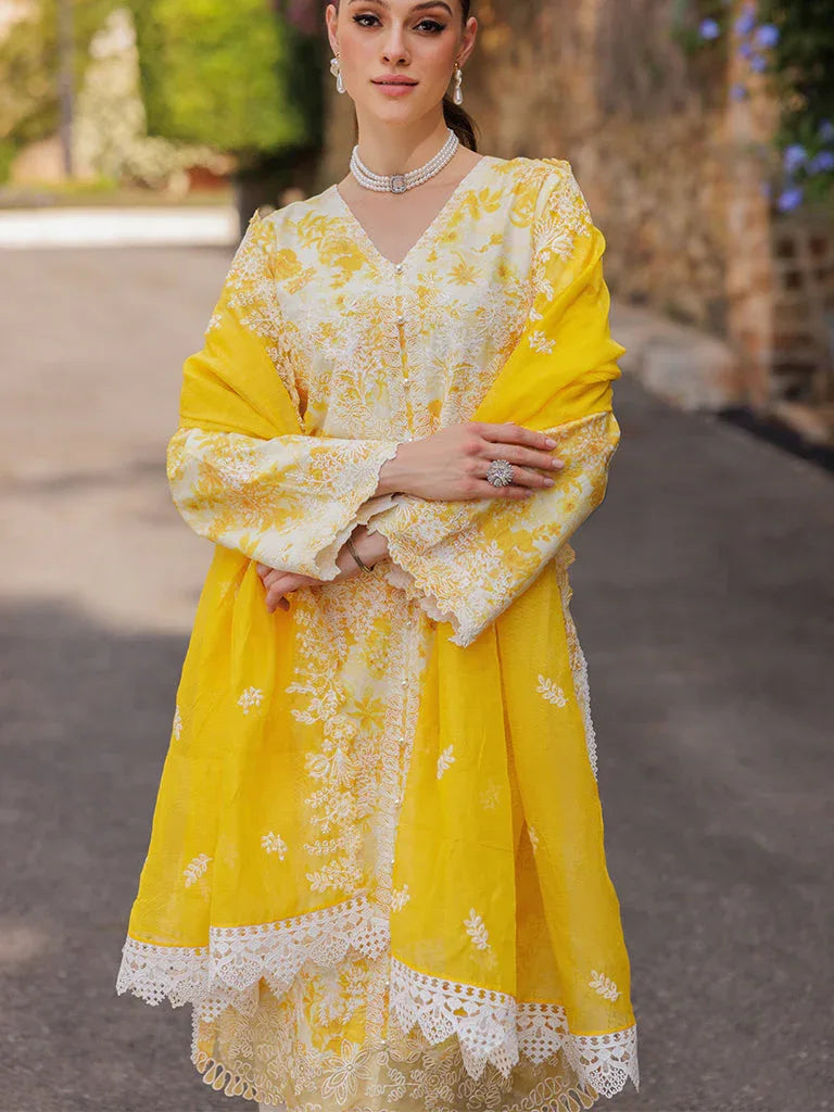 Rajbari | Floral Symphony Lawn 25 | RB-01 - Aqsa Fabrics