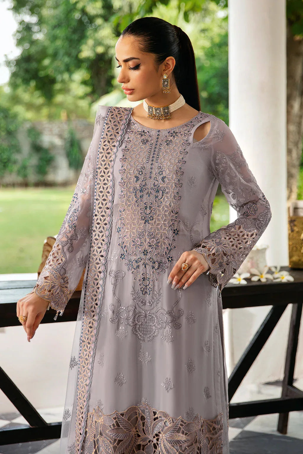 Ramsha | Dastak Luxury Chiffon Collection |  Q-104 - Aqsa Fabrics