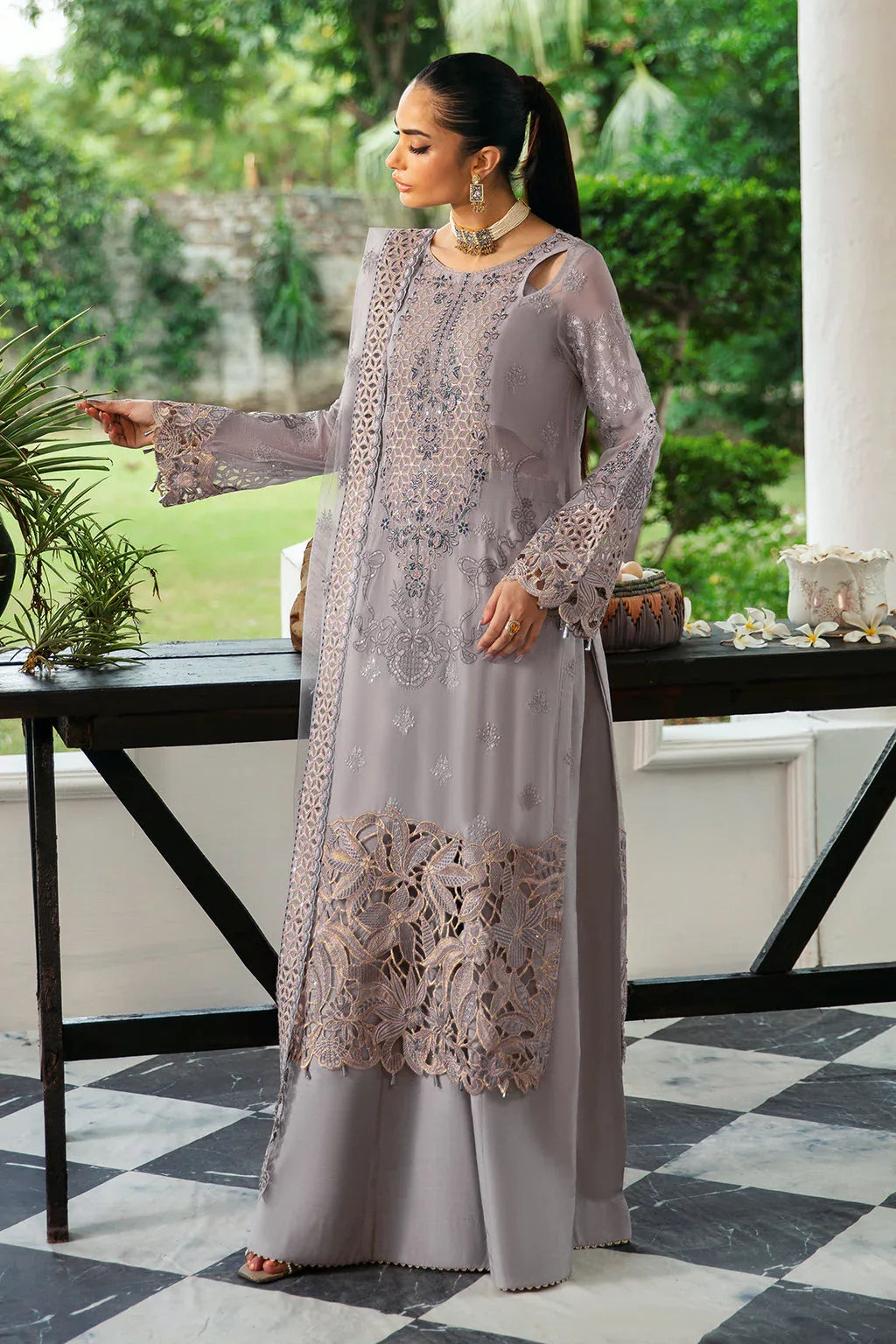 Ramsha | Dastak Luxury Chiffon Collection |  Q-104 - Aqsa Fabrics