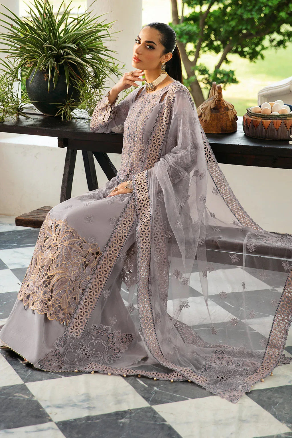Ramsha | Dastak Luxury Chiffon Collection |  Q-104 - Aqsa Fabrics