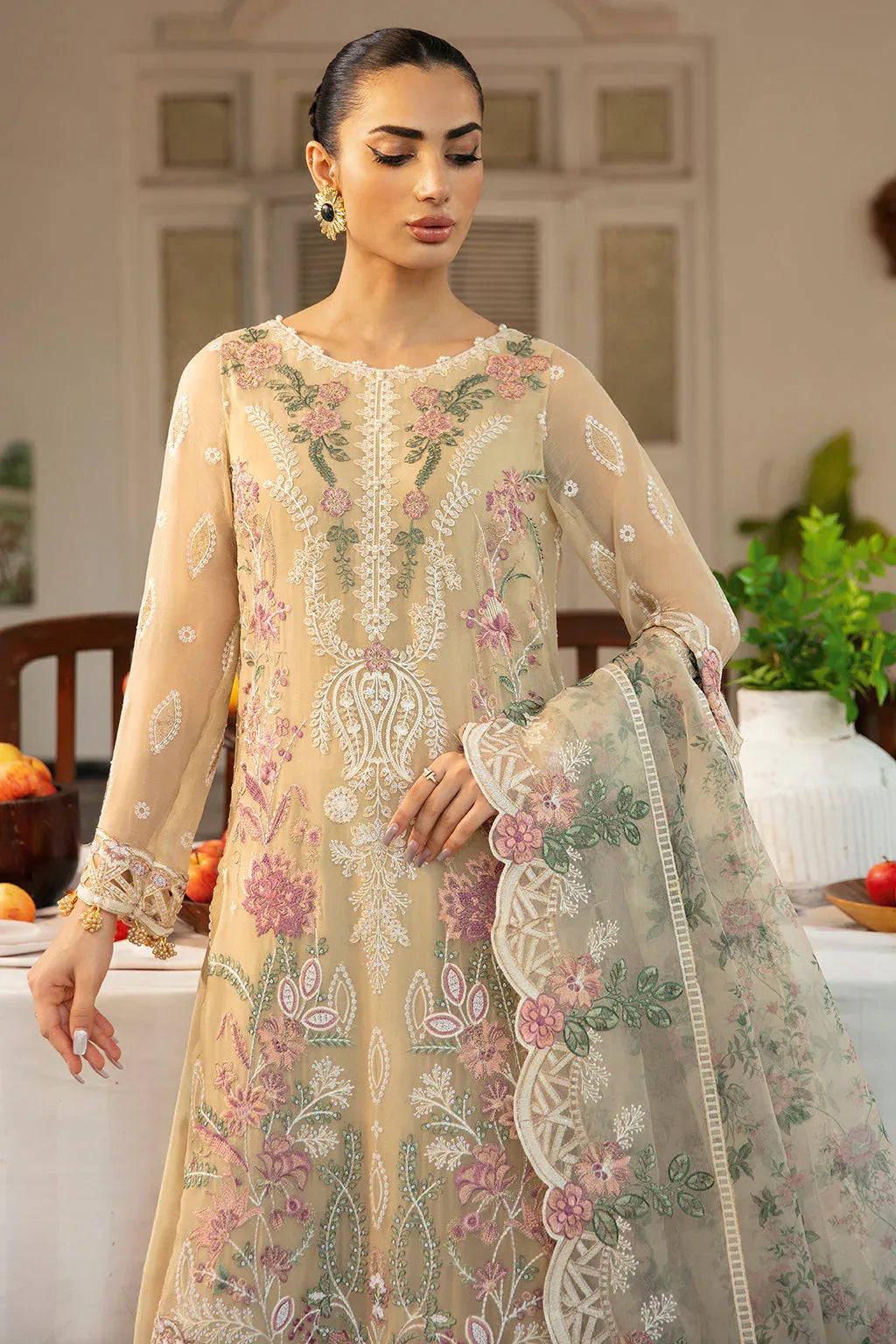 Ramsha | Dastak Luxury Chiffon Collection |  Q-105 - Aqsa Fabrics