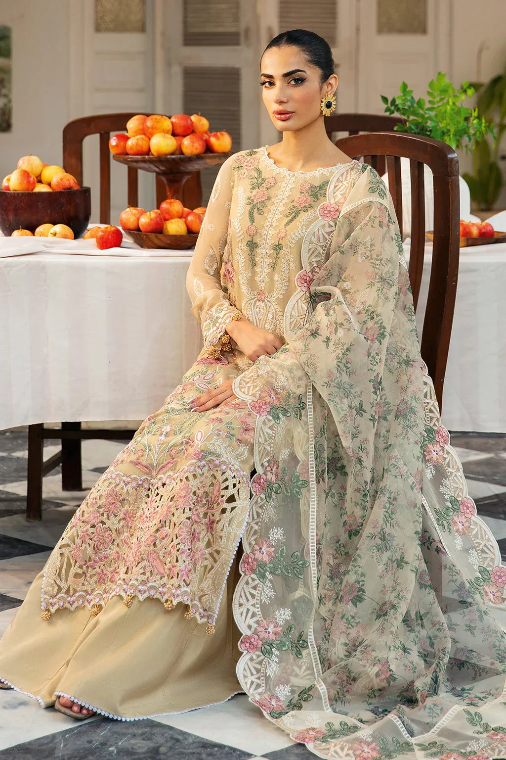 Ramsha | Dastak Luxury Chiffon Collection |  Q-105 - Aqsa Fabrics
