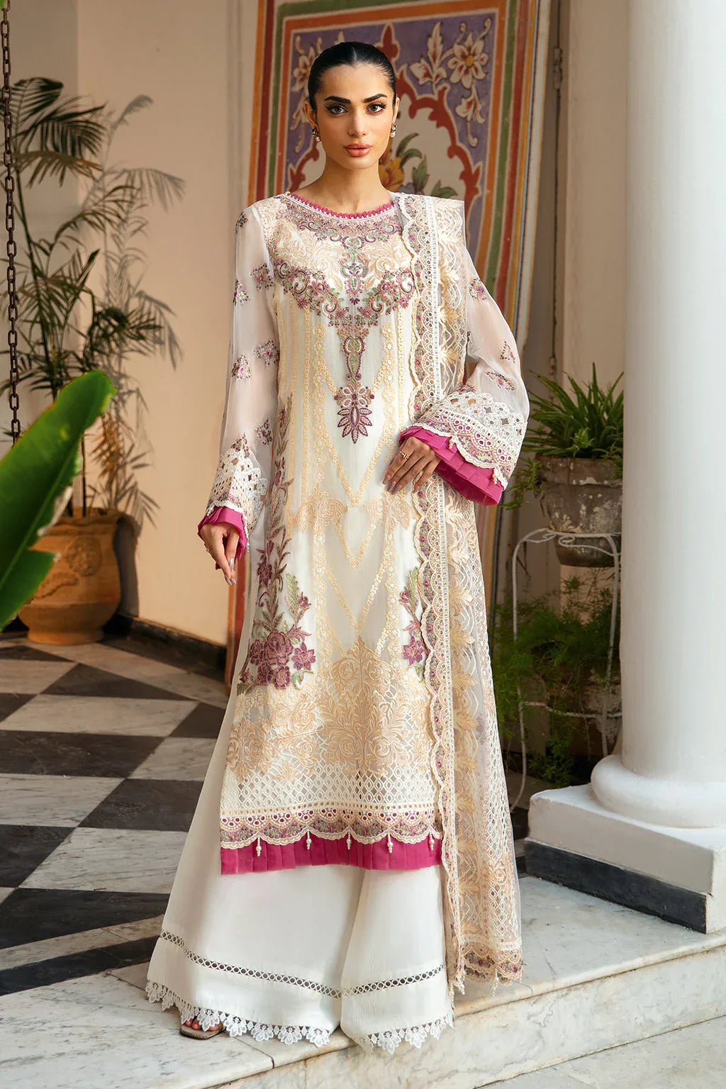 Ramsha | Dastak Luxury Chiffon Collection |  Q-107 - Aqsa Fabrics