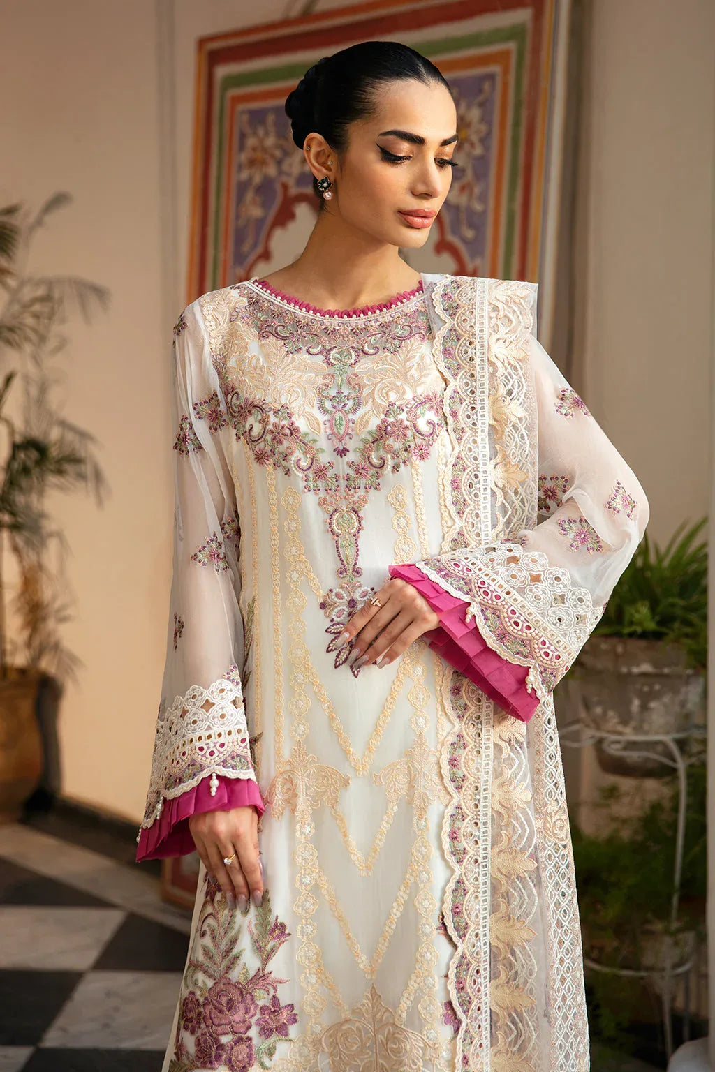 Ramsha | Dastak Luxury Chiffon Collection |  Q-107 - Aqsa Fabrics