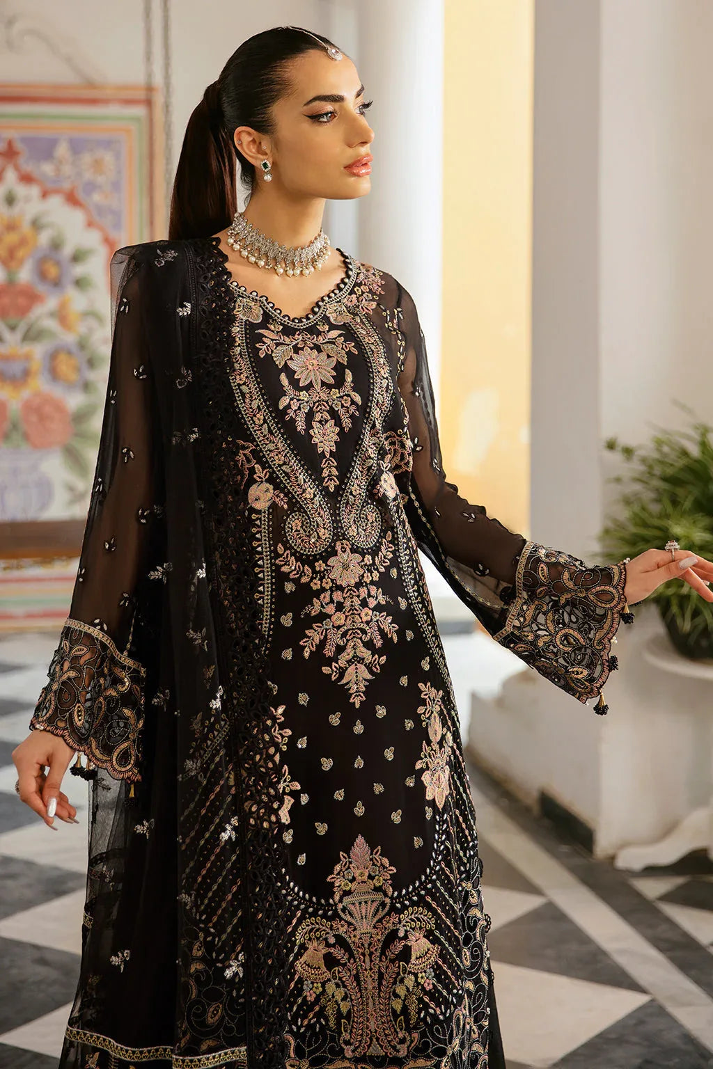 Ramsha | Dastak Luxury Chiffon Collection |  Q-106 - Aqsa Fabrics