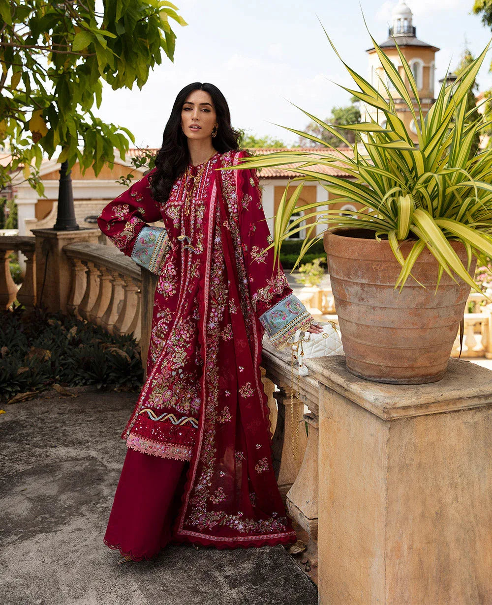 Republic Womenswear | Ilana Eid Luxury Lawn | Rouge - Aqsa Fabrics