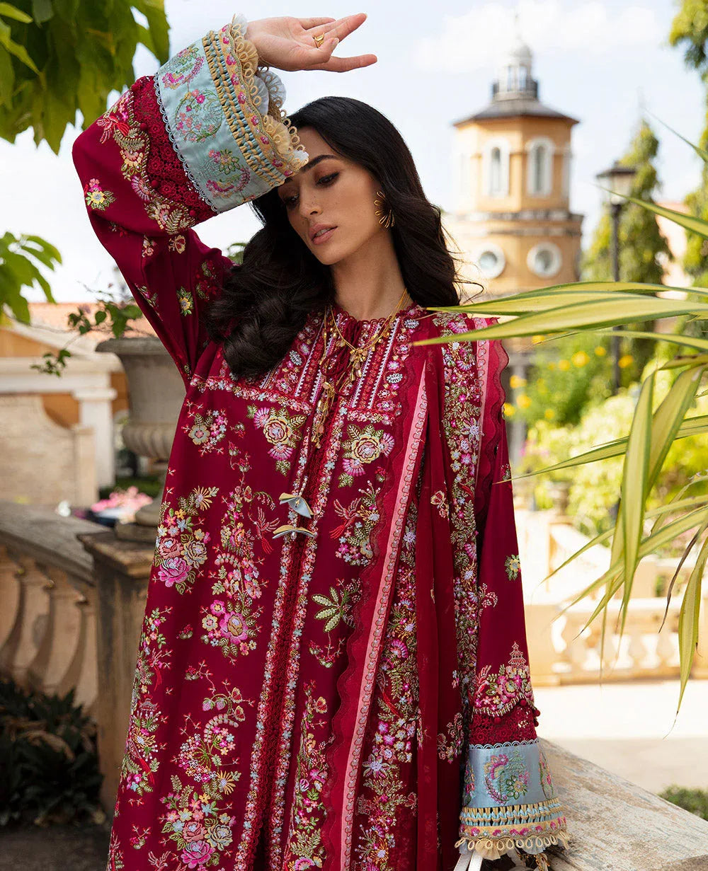 Republic Womenswear | Ilana Eid Luxury Lawn | Rouge - Aqsa Fabrics