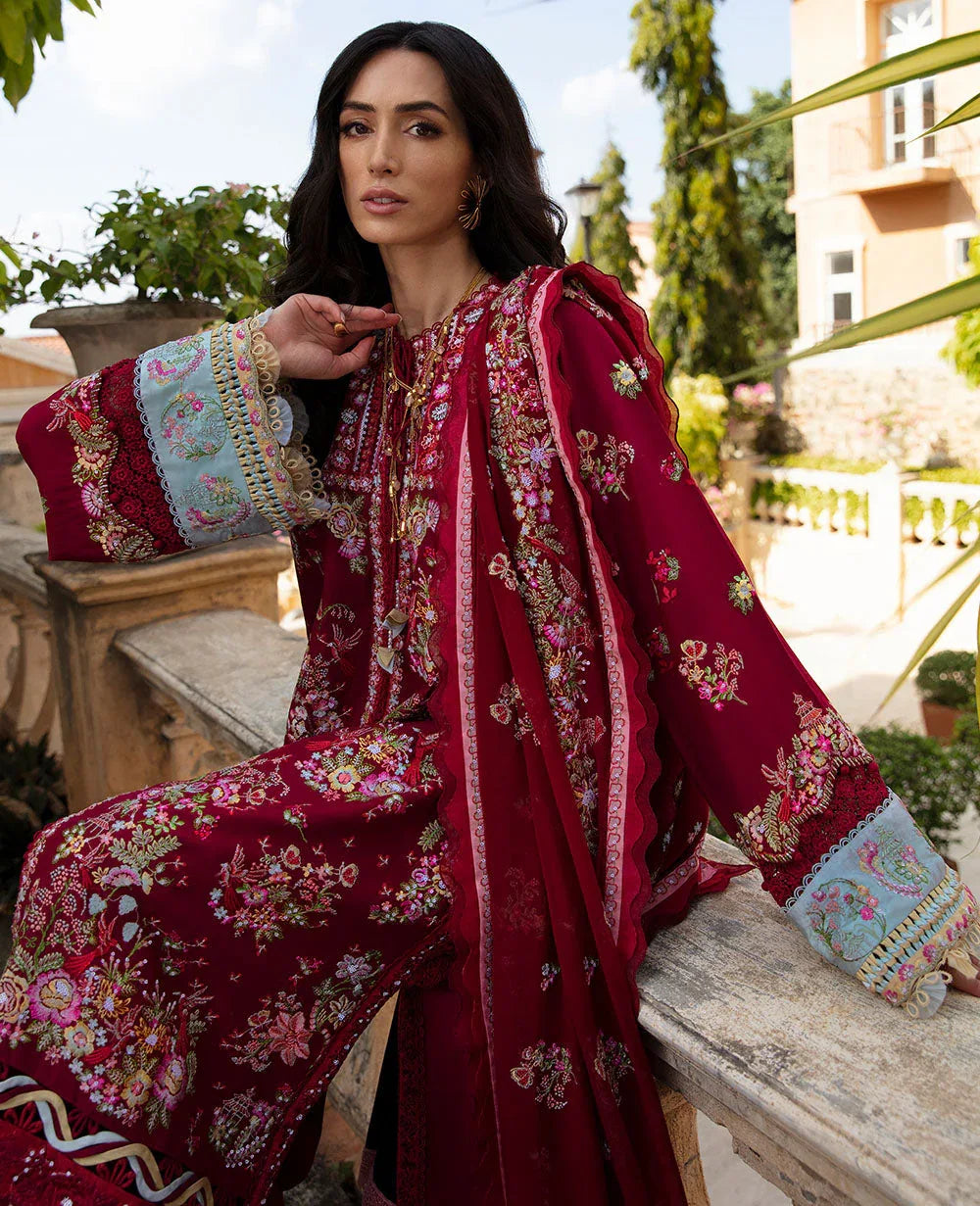 Republic Womenswear | Ilana Eid Luxury Lawn | Rouge - Aqsa Fabrics