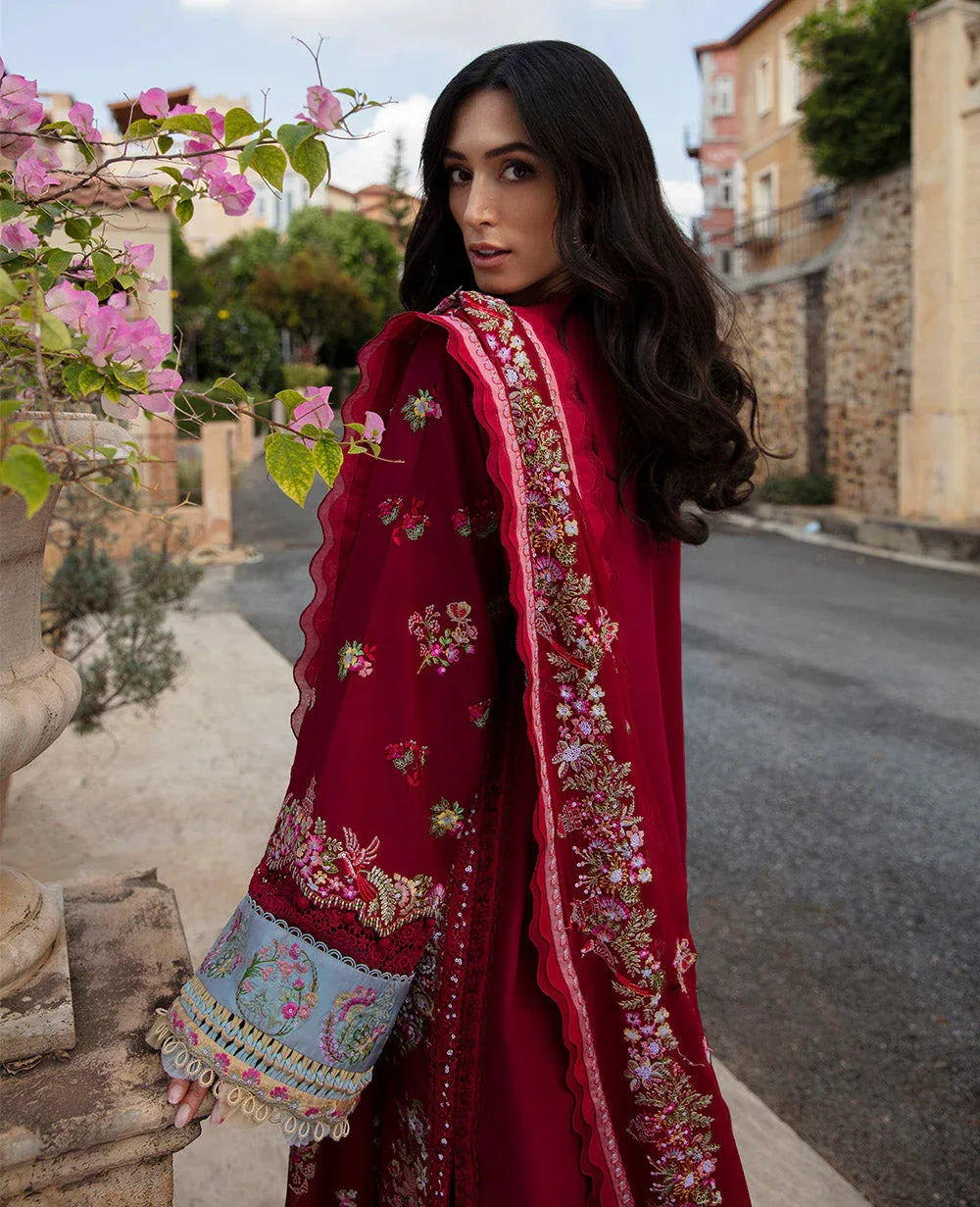 Republic Womenswear | Ilana Eid Luxury Lawn | Rouge - Aqsa Fabrics
