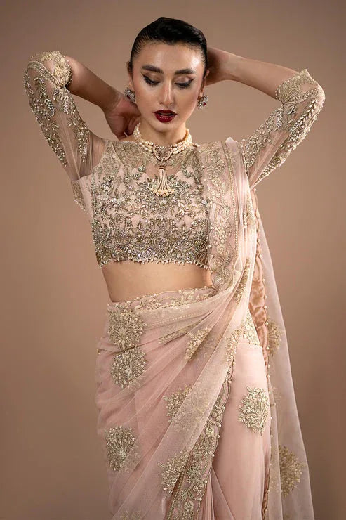 Imrozia Premium | Lumiere Luxury Sarees | 01 Rose Clair - Aqsa Fabrics