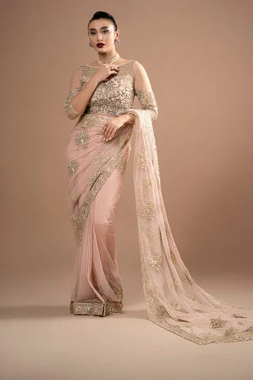 Imrozia Premium | Lumiere Luxury Sarees | 01 Rose Clair - Aqsa Fabrics