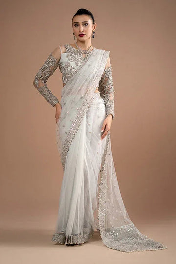 Imrozia Premium | Lumiere Luxury Sarees | 07 Misty Grey - Aqsa Fabrics