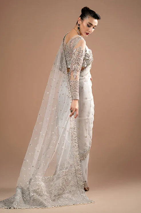 Imrozia Premium | Lumiere Luxury Sarees | 07 Misty Grey - Aqsa Fabrics