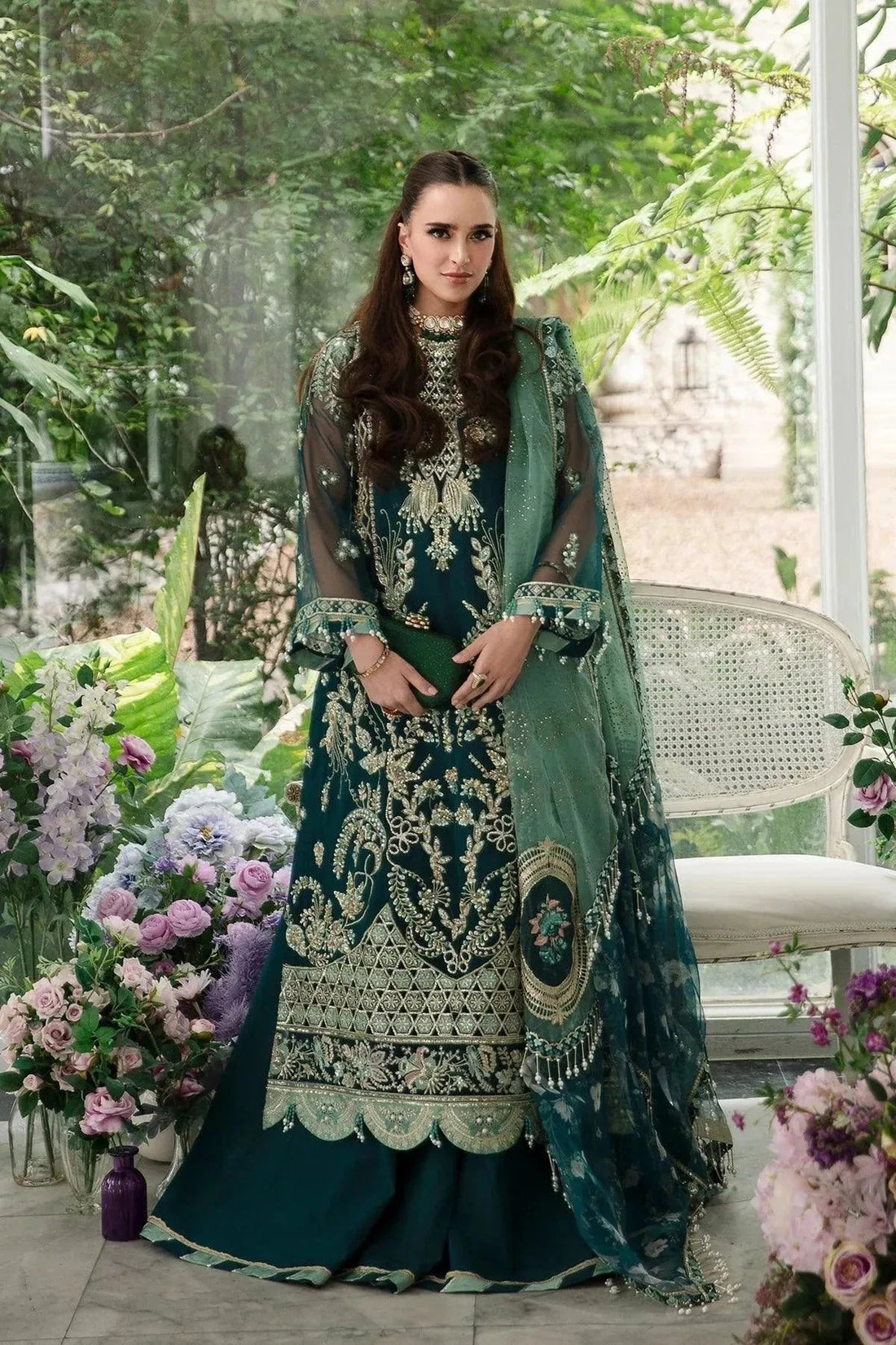 AJR Couture | Alif Luxury Wedding Formals 23 | Teal - Aqsa Fabrics