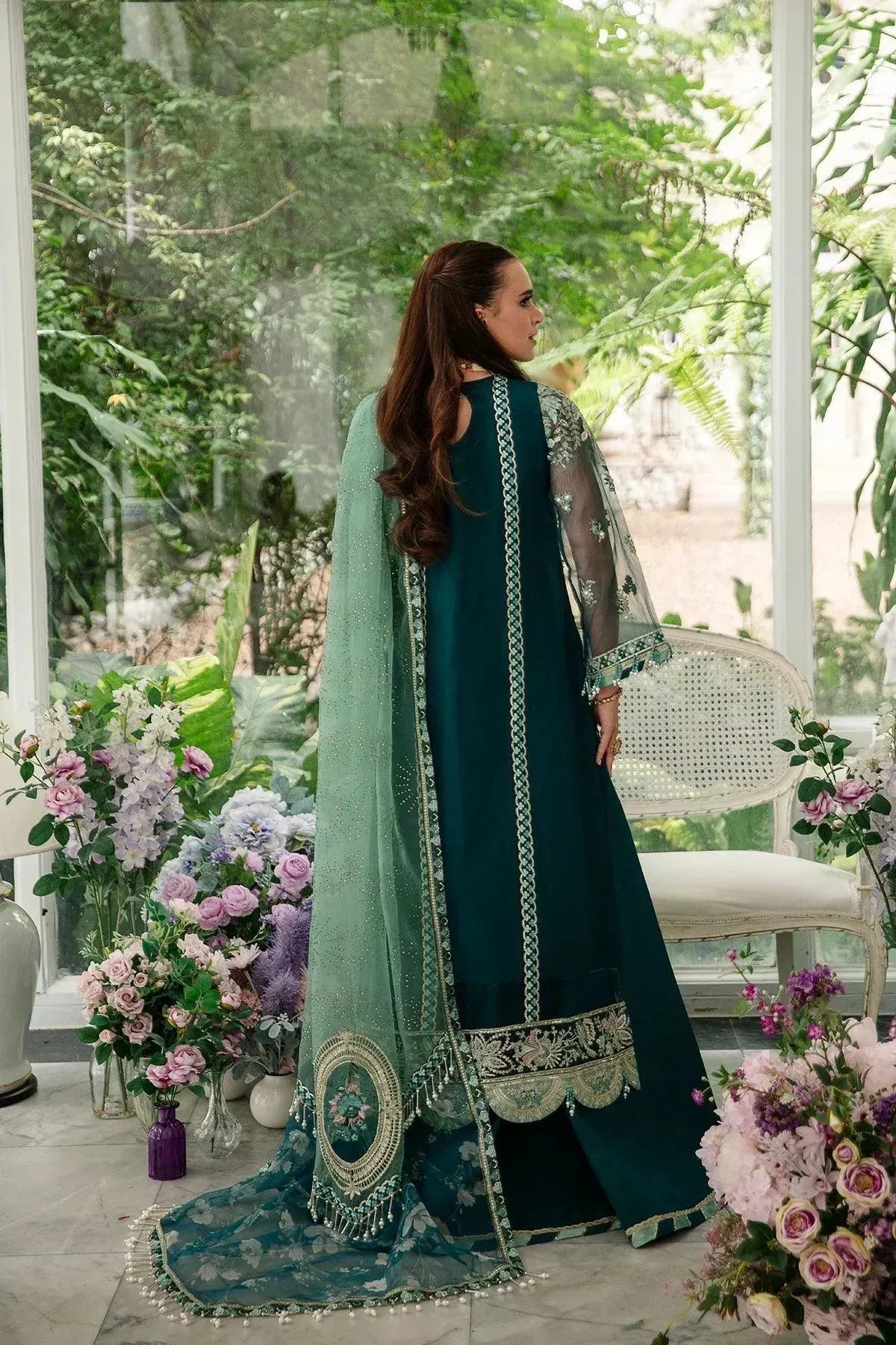 AJR Couture | Alif Luxury Wedding Formals 23 | Teal - Aqsa Fabrics