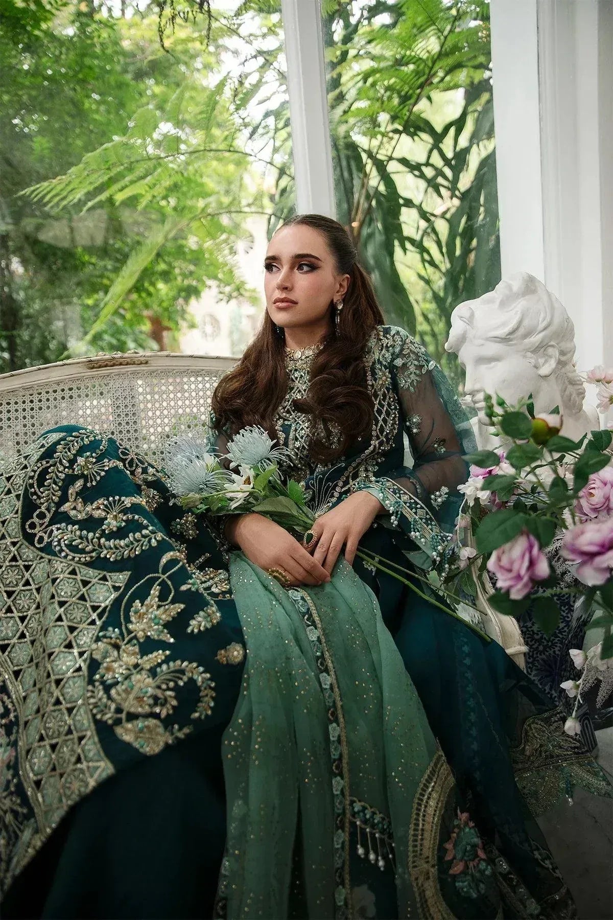 AJR Couture | Alif Luxury Wedding Formals 23 | Teal - Aqsa Fabrics