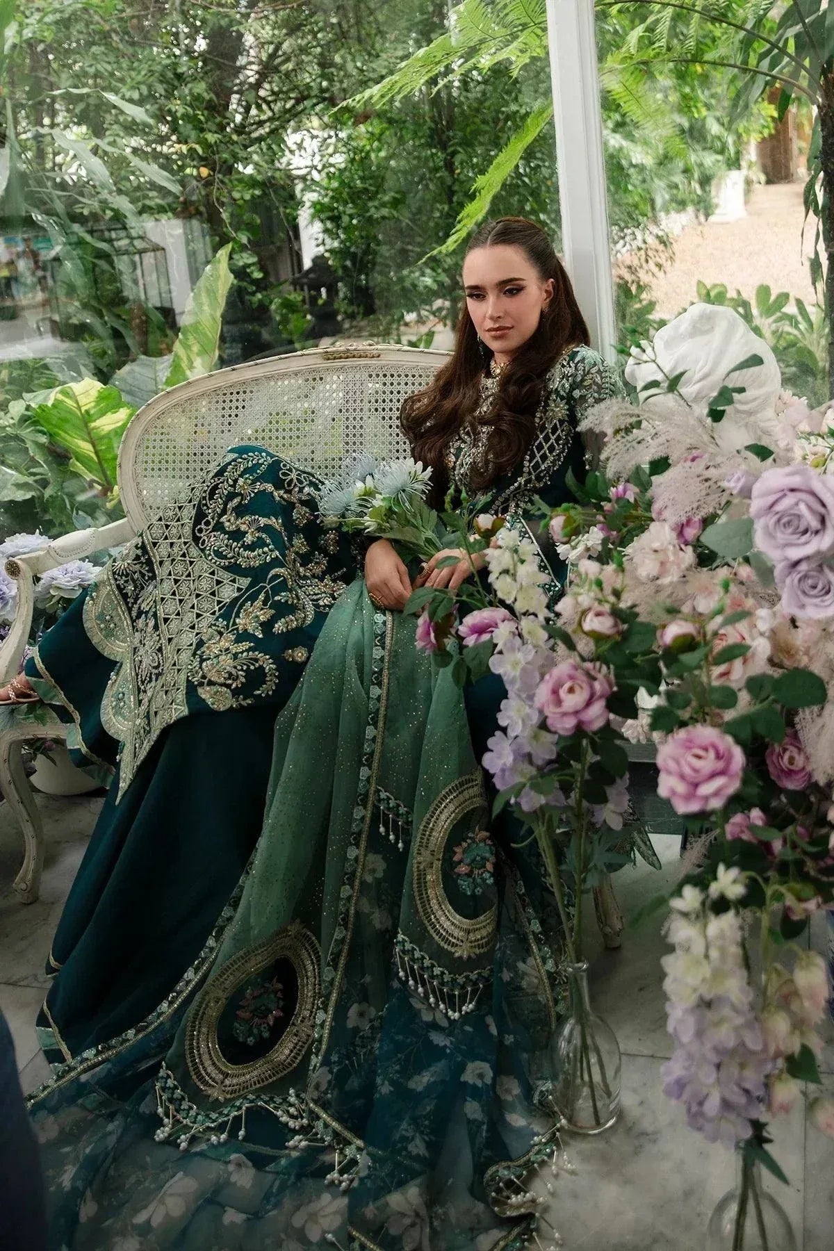 AJR Couture | Alif Luxury Wedding Formals 23 | Teal - Aqsa Fabrics
