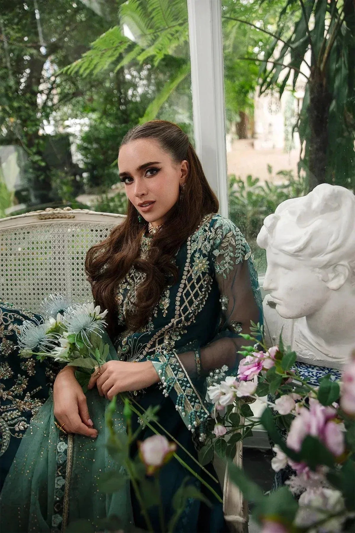 AJR Couture | Alif Luxury Wedding Formals 23 | Teal - Aqsa Fabrics