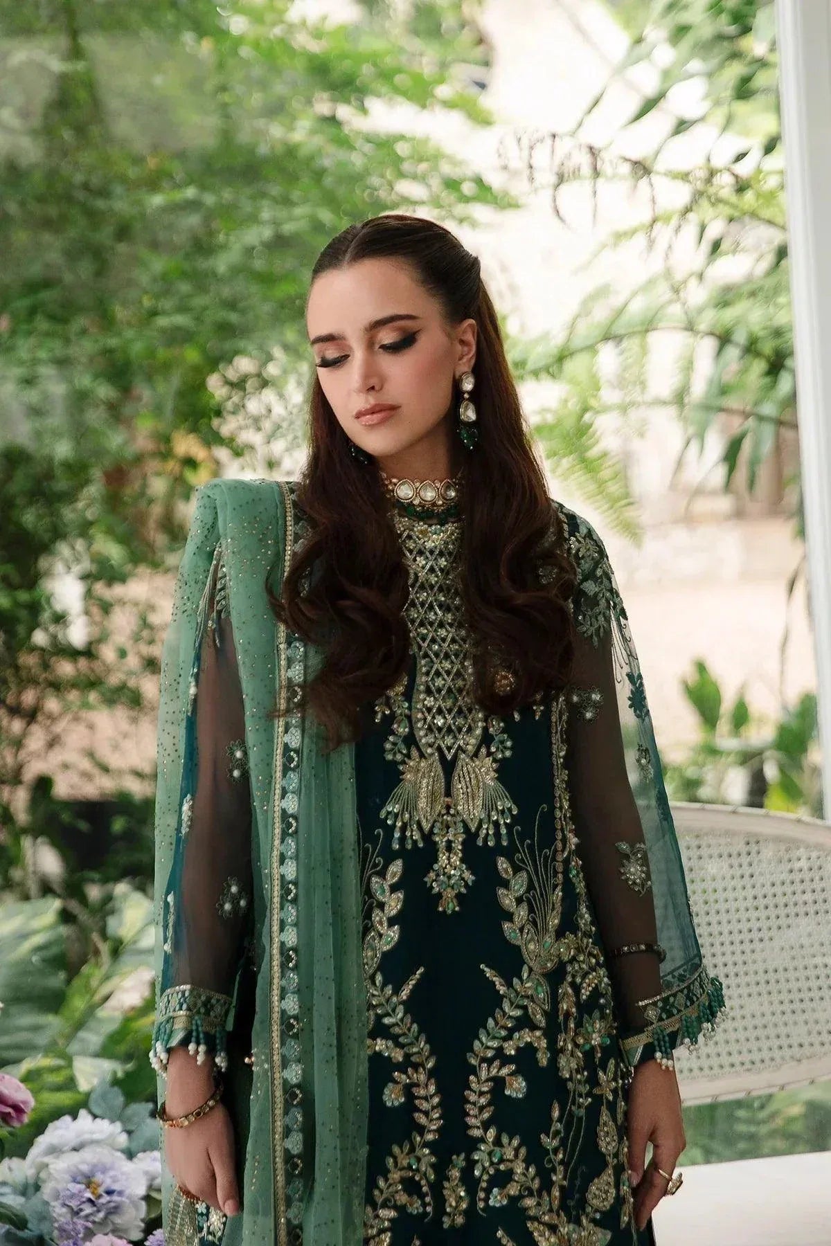AJR Couture | Alif Luxury Wedding Formals 23 | Teal - Aqsa Fabrics